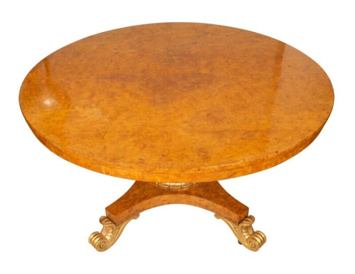 regency burl elm and giltwood center table 2869