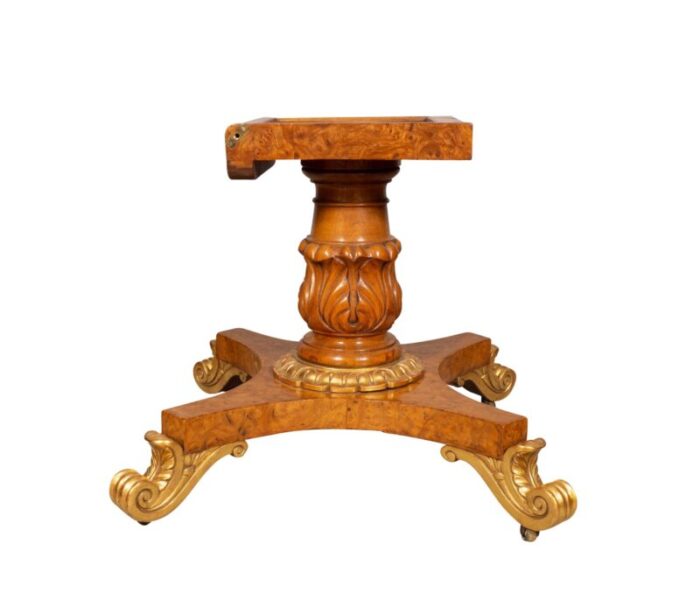 regency burl elm and giltwood center table 7301