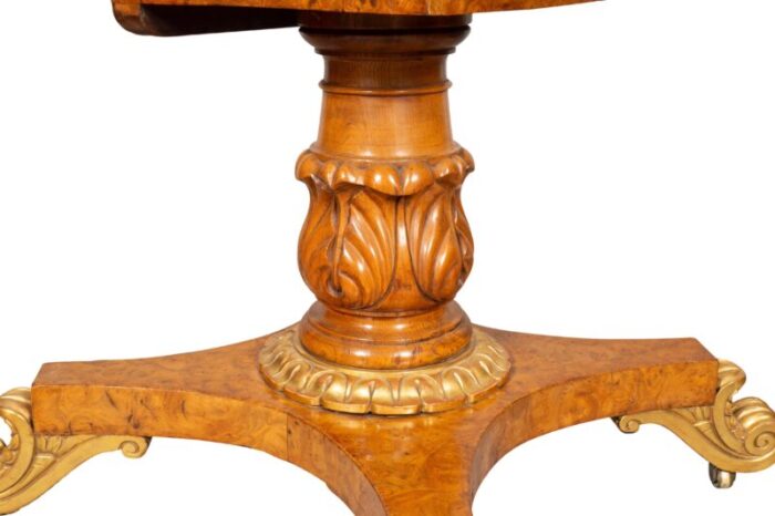 regency burl elm and giltwood center table 8108