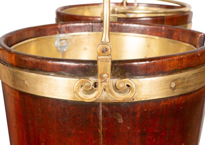 regency mahogany and brass banded plate buckets a pair 2132