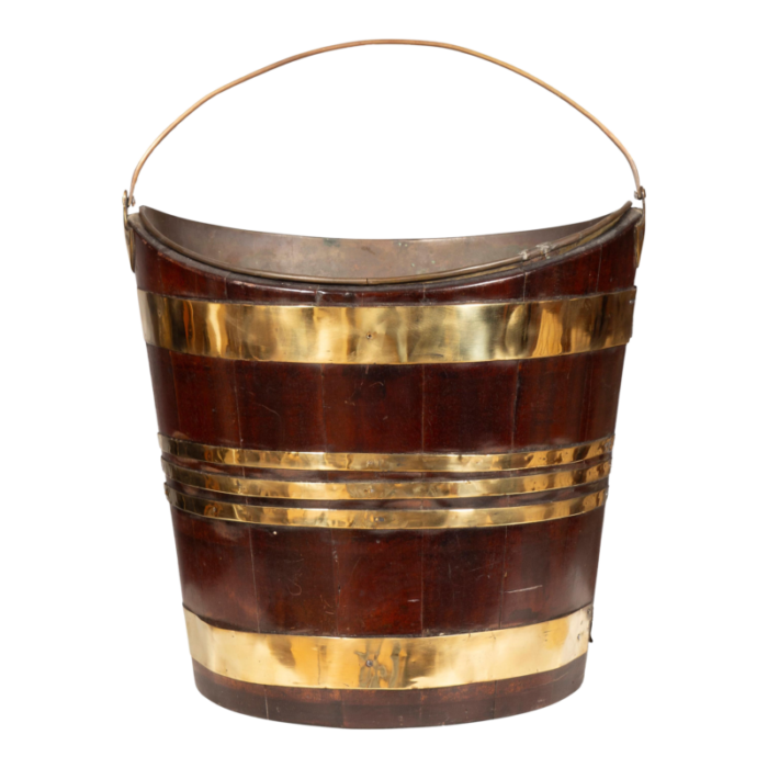 regency mahogany and brass bound peat bucket 2571