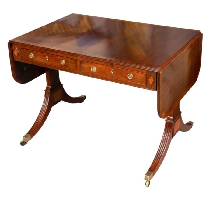 regency mahogany and satinwood sofa table 4148