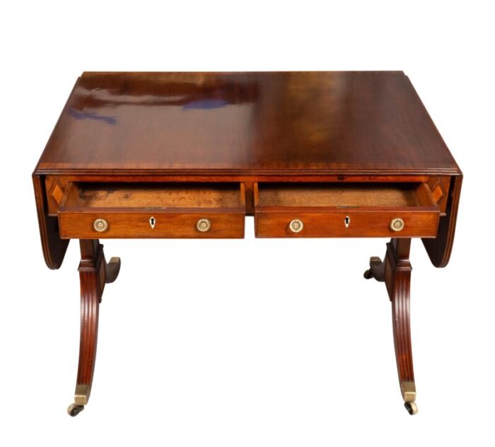 regency mahogany and satinwood sofa table 5930