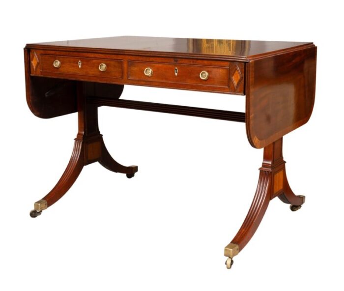 regency mahogany and satinwood sofa table 6450