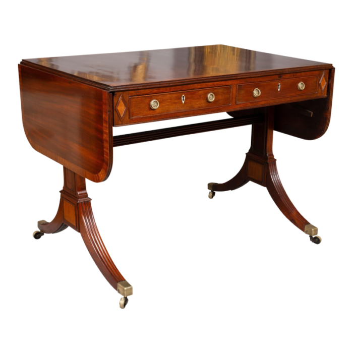 regency mahogany and satinwood sofa table 7338