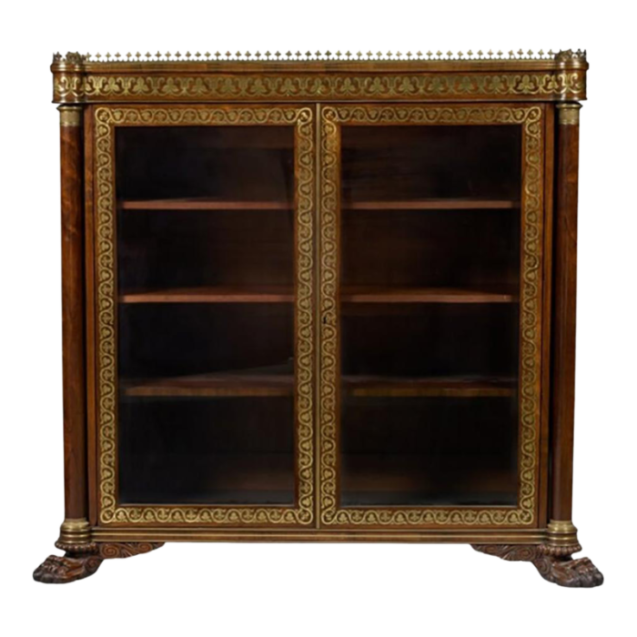 regency rosewood and brass inlaid bookcase 6167