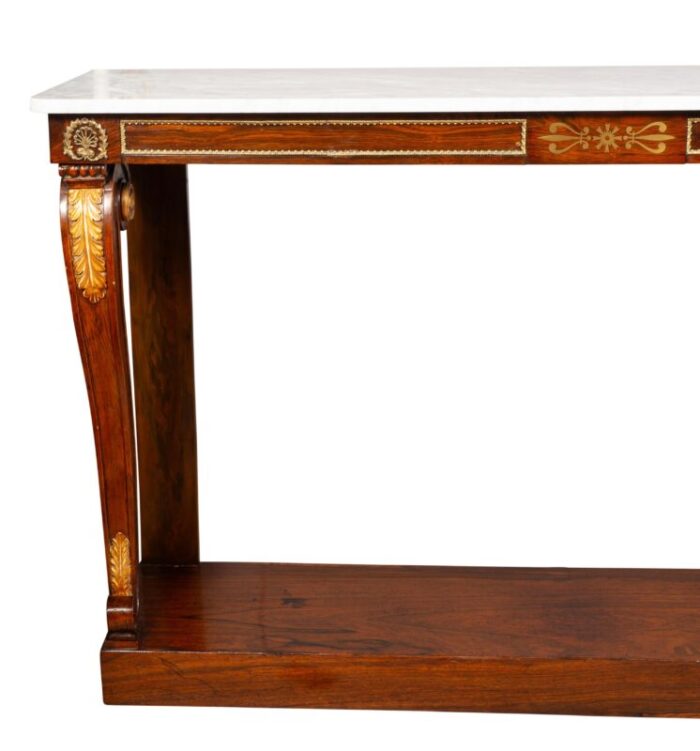 regency rosewood and brass mounted console table 5994