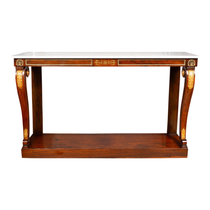 regency rosewood and brass mounted console table 6943