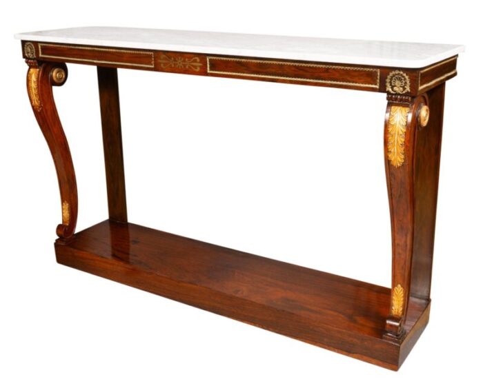 regency rosewood and brass mounted console table 7071