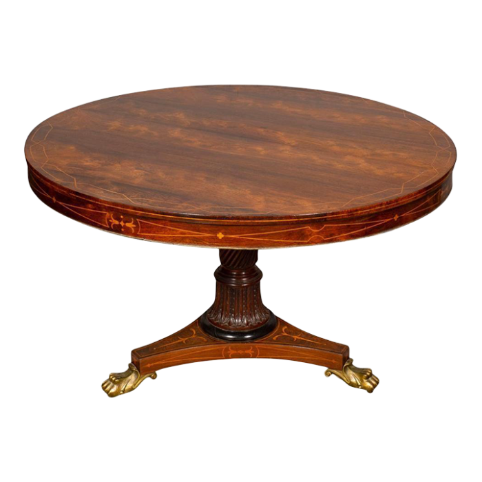 regency rosewood and satinwood center table 4329