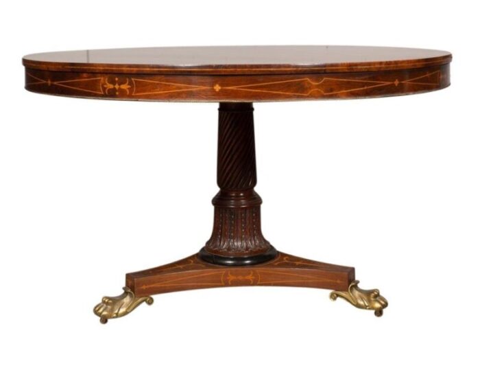 regency rosewood and satinwood center table 8261