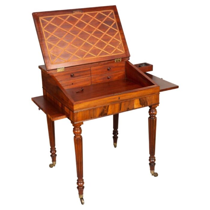 regency rosewood slant lid writing desk 0112