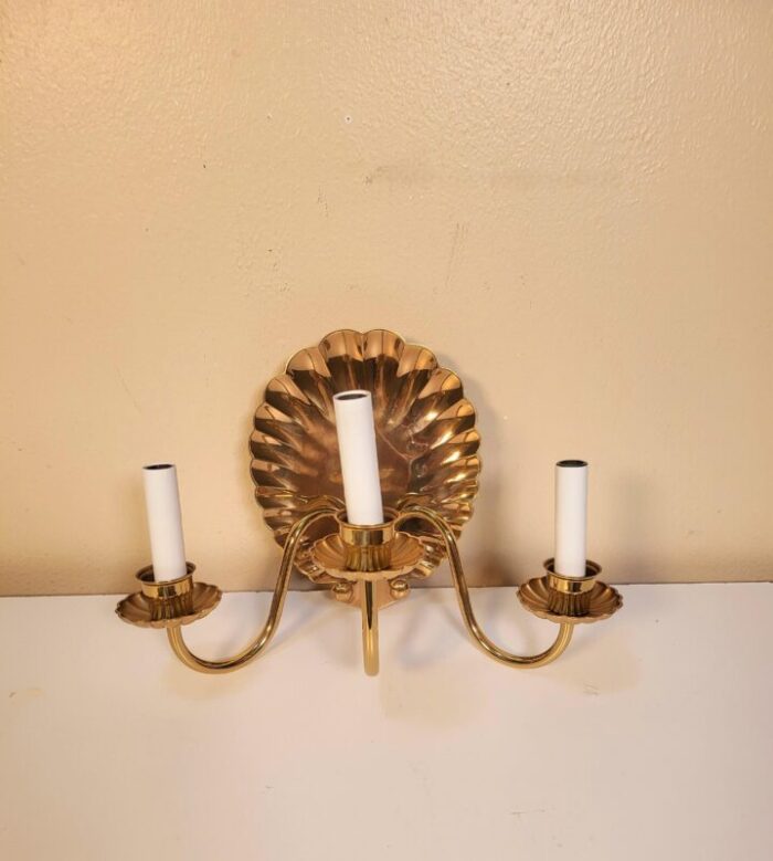 repousse brass 1980s shell sconce 2098