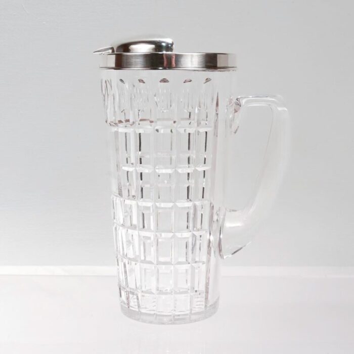 retro hawkes cut glass and sterling sterling pitcher with a whimsical dedication 8400