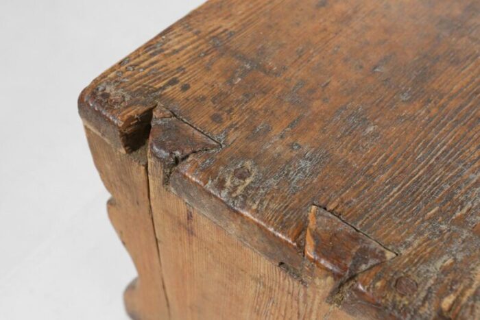 rustic french wooden stool with patina 1900s 1322