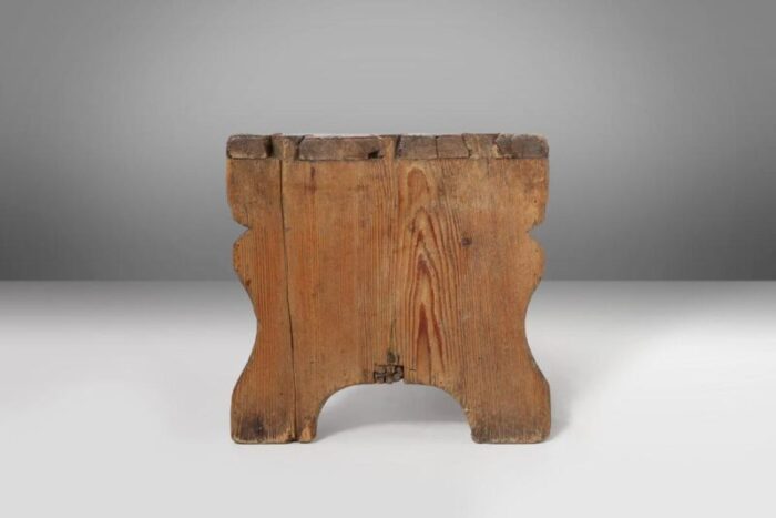 rustic french wooden stool with patina 1900s 1743