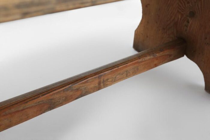 rustic french wooden stool with patina 1900s 6881