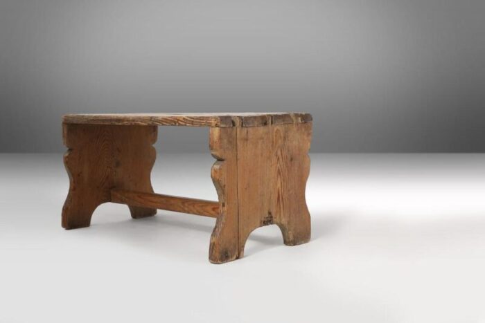 rustic french wooden stool with patina 1900s 7545