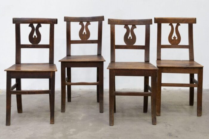 rustic lira chairs in walnut set of 4 1194