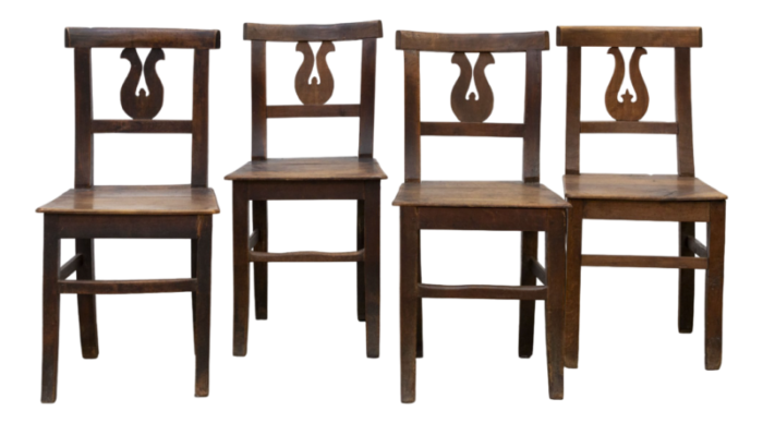 rustic lira chairs in walnut set of 4 6183