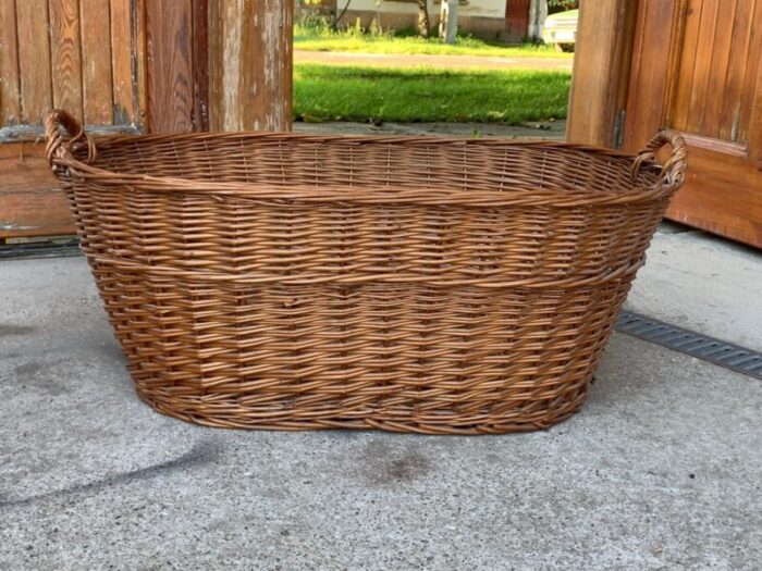 rustic wood basket 1940s 1