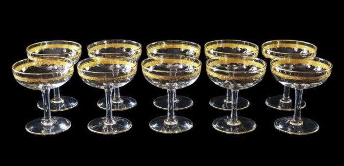 saint louis roty collection gilt crystal champagne coupes 1930 set of 10 1