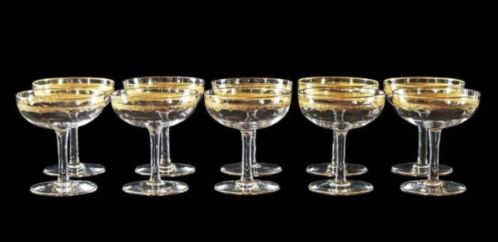 saint louis roty collection gilt crystal champagne coupes 1930 set of 10 2