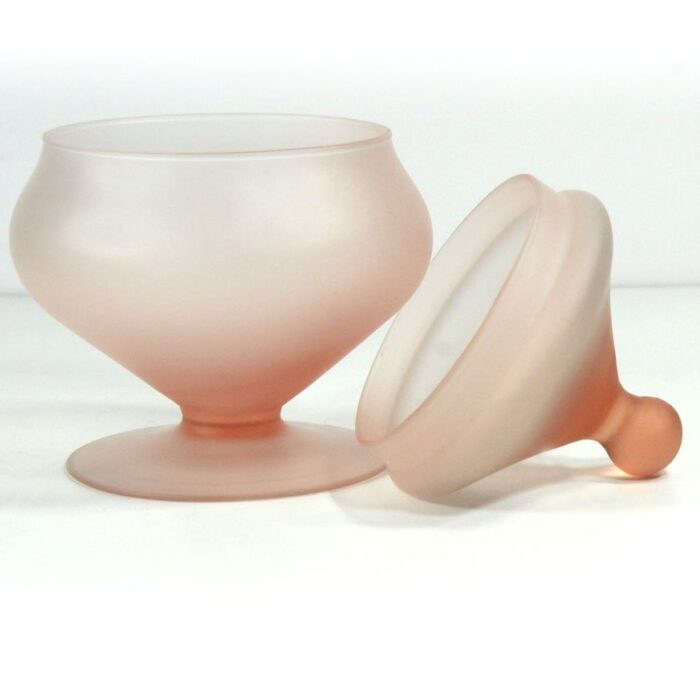 satin glass candy dish from empoli 1970s 2