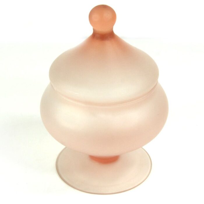 satin glass candy dish from empoli 1970s 5