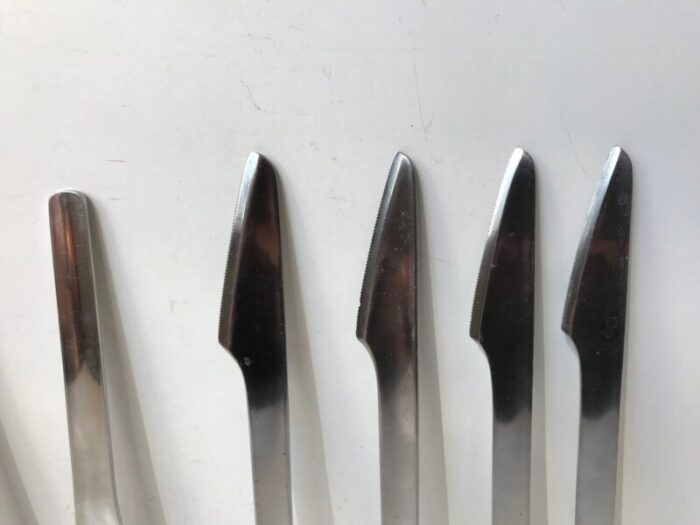 scandinavian modern danish steel flatware set by erik magnussen for stelton 1990s set of 8 5