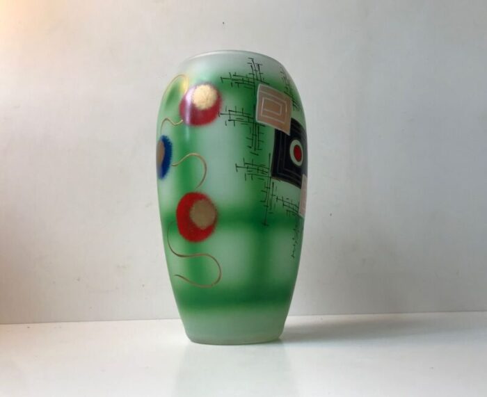 scandinavian modern hand painted glass vase 1970s 4