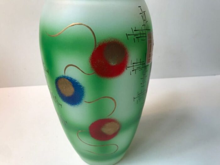 scandinavian modern hand painted glass vase 1970s 5