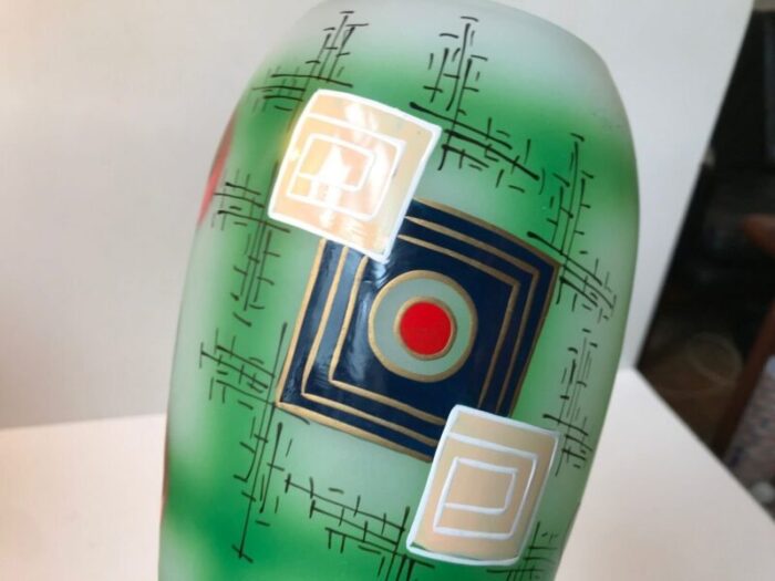 scandinavian modern hand painted glass vase 1970s 6