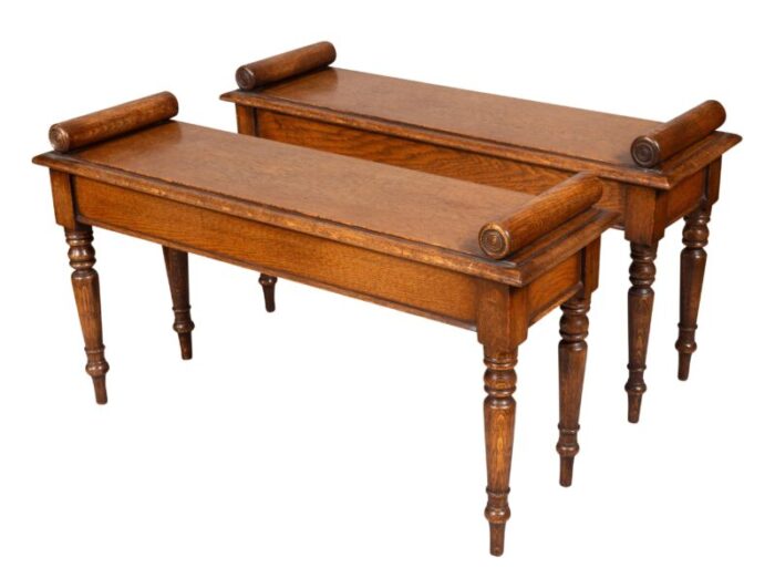 schoolbred style oak benches a pair 2608