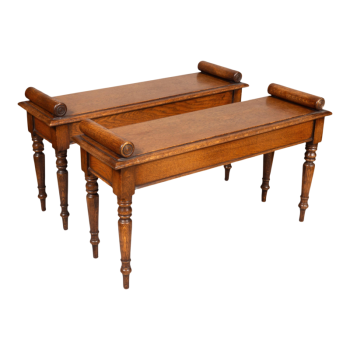 schoolbred style oak benches a pair 6226