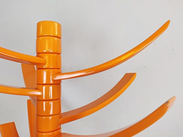 sculptural orange lacquered wooden coat rack by bruce tippett renna 4