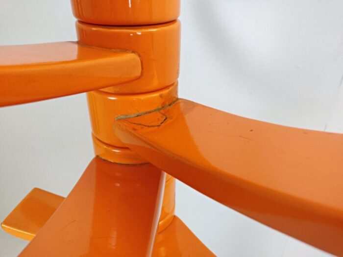 sculptural orange lacquered wooden coat rack by bruce tippett renna 5