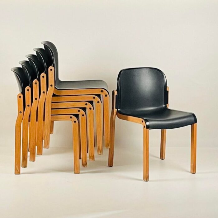 set of 6 birch bentwood stacking chairs by thonet made in germany 1980s 2996