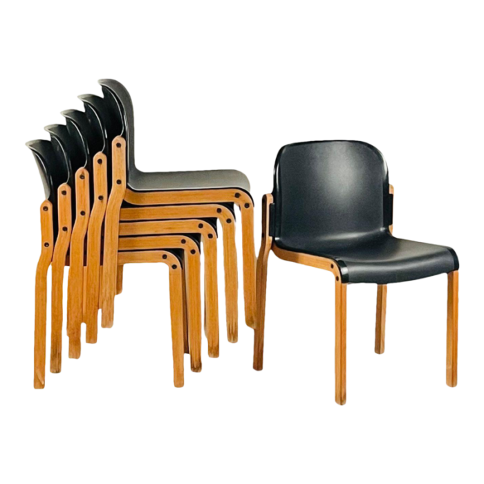 set of 6 birch bentwood stacking chairs by thonet made in germany 1980s 8233