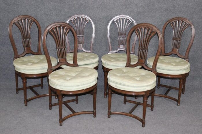 set of 6 maison jansen attributed balloon back circular directoire dining chairs 1700