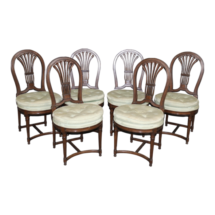 set of 6 maison jansen attributed balloon back circular directoire dining chairs 8522