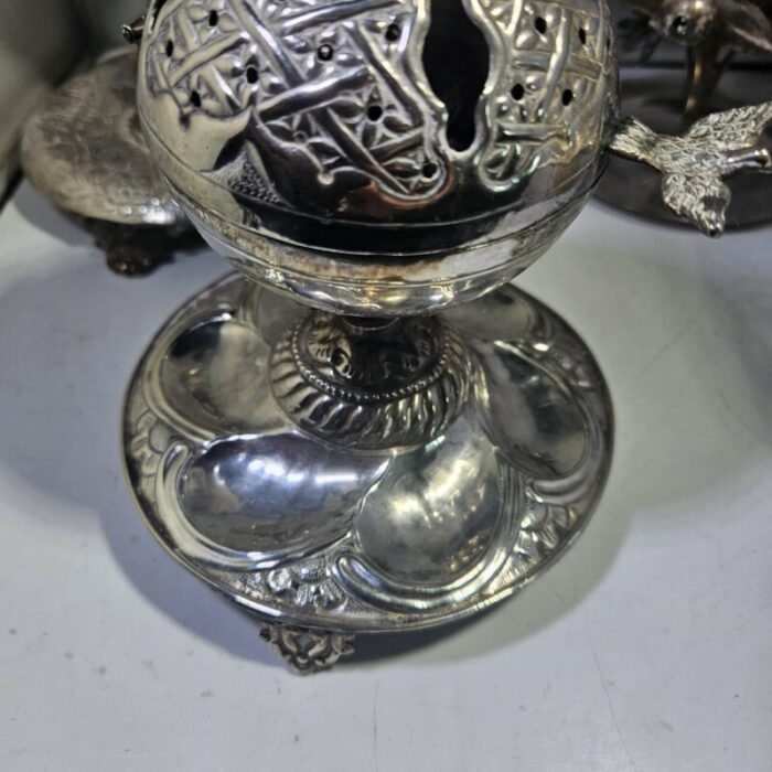 set of three 18th 19th century spanish colonial peruvian silver incense burners set of 3 5580