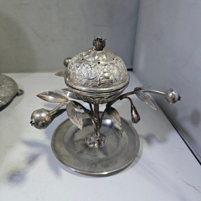 set of three 18th 19th century spanish colonial peruvian silver incense burners set of 3 8589