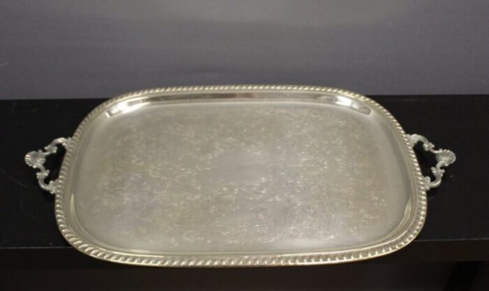 silver metal serving tray 1950 1