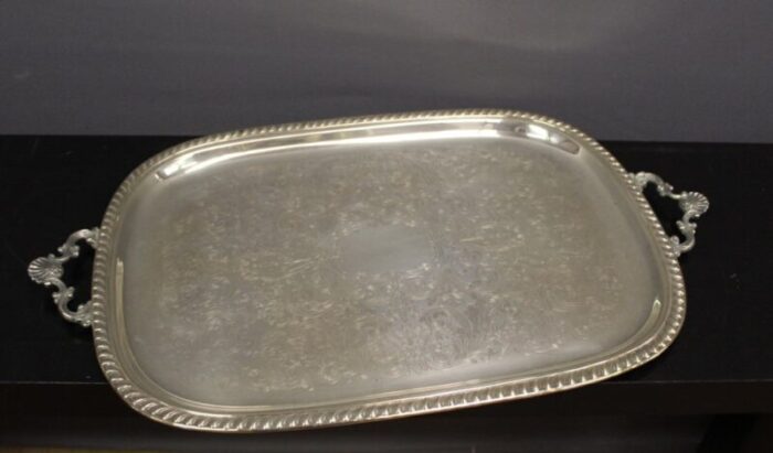 silver metal serving tray 1950 7