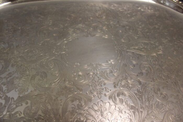 silver metal serving tray 1950 9