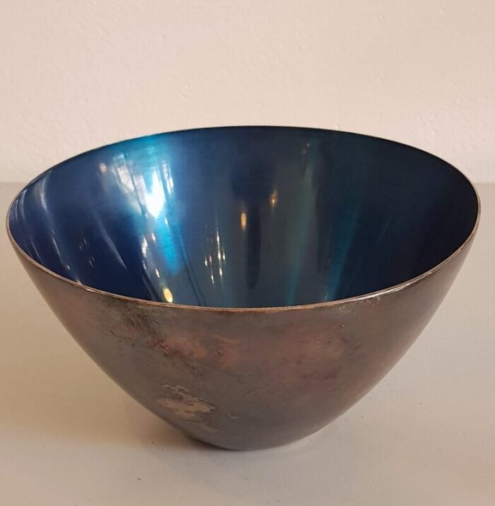 silvered and enameled bowl from dgs denmark 1950s 1