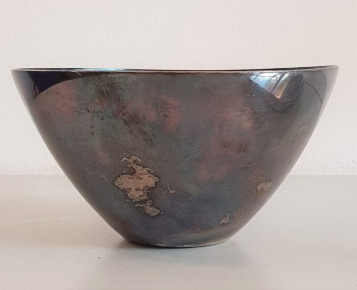 silvered and enameled bowl from dgs denmark 1950s 3