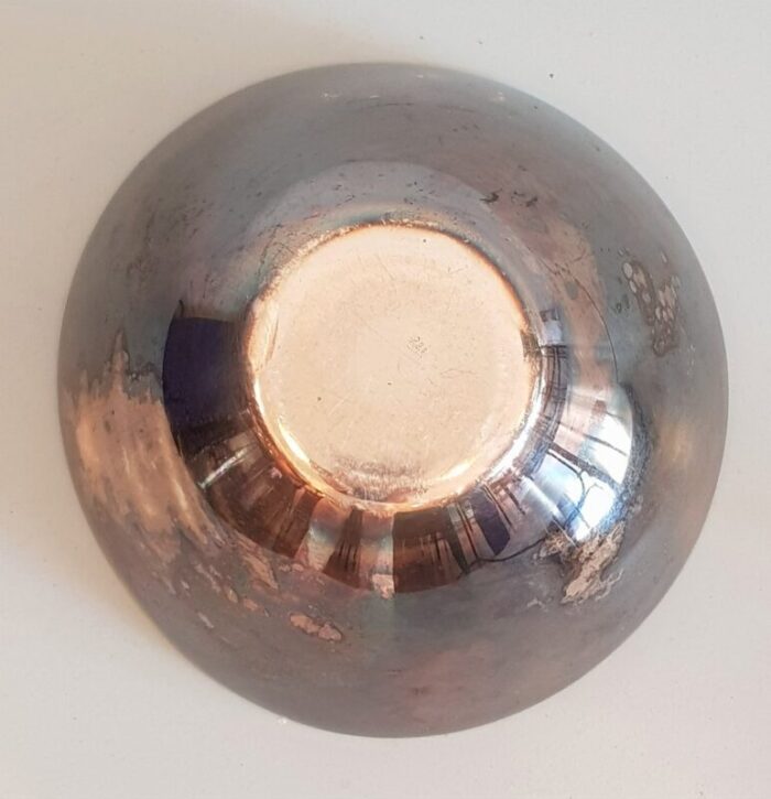 silvered and enameled bowl from dgs denmark 1950s 5