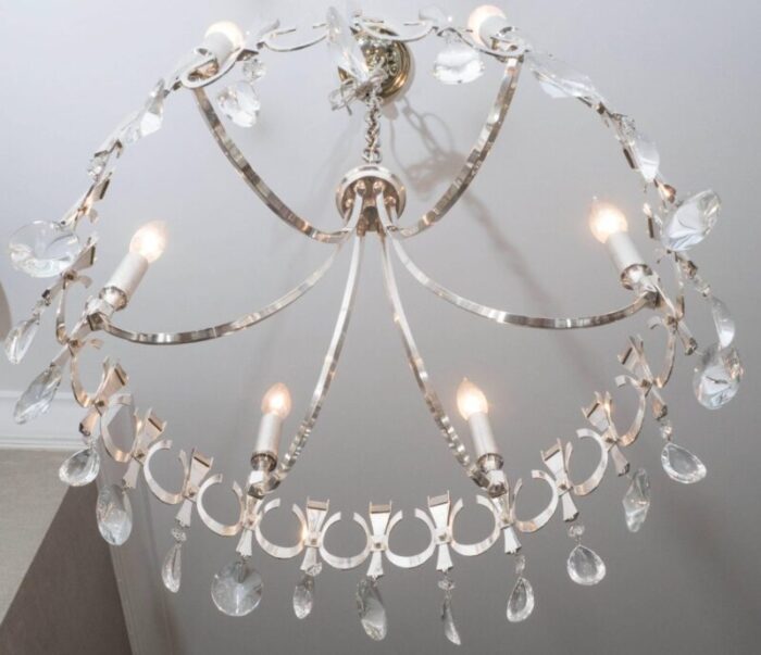 silverplate six light chandelier attributed to sciolari 3135